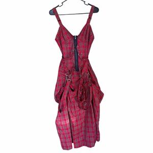 Lip Service Y2K 90s Plaid red bondage strappy gown dress goth emo grunge medium